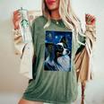 星月夜のパピヨン 絵画 犬 お母さん お父さん レディースオーバーサイズコンフォートTシャツ Moss