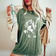 犬 ギタリスト ギター シーズー Dad Mom レディースオーバーサイズコンフォートTシャツ Moss