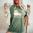 猫と話せます 白猫 しろねこ ネコ おもしろ 面白い かわいい 猫飼い 猫好き 男性 女性 レディースオーバーサイズコンフォートTシャツ Moss