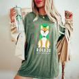 緑寿祝い 犬 柴犬 ちゃんちゃんこ 父 男性 女性 母 犬好き 緑寿 お祝い 66歳 かわいい おしゃれ レディースオーバーサイズコンフォートTシャツ Moss