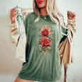赤いバラ 花 ボタニスト 庭の花 赤いバラ レディースオーバーサイズコンフォートTシャツ Moss