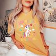 100Th Day Ofchool Unicorn 100 魔法の日々 先生 女の子 レディースオーバーサイズコンフォートTシャツ Mustard