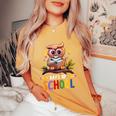 100Th Days Ofchool Owls 鳥 学生 100日間の学校 レディースオーバーサイズコンフォートTシャツ Mustard