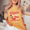 47歳の誕生日 ハイヒール A Queen Was Born In 5月 1978 レディースオーバーサイズコンフォートTシャツ Mustard