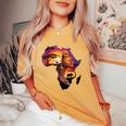 African American Boyunflower Melanin History Month レディースオーバーサイズコンフォートTシャツ Mustard