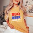 Bbq Beer Freedom シャツ レディースオーバーサイズコンフォートTシャツ Mustard