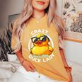 Crazy Duck Lady キュート アヒル ママ アヒルの所有者 面白い I Love Ducks レディースオーバーサイズコンフォートTシャツ Mustard