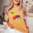 Dachshund Gay Pride Lgbt Lgbtq Rainbow Flag Dog Lovers レディースオーバーサイズコンフォートTシャツ Mustard