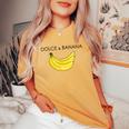 Dolce And Banana 面白いバナナ フルーツデザイン レディースオーバーサイズコンフォートTシャツ Mustard