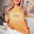 My First As A Grandma Cute Grandmother Women's Oversized Comfort T-Shirt Mustard