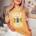 Golf And Beer That's Why I'm Here ゴルフ ビールを飲む人 レディースオーバーサイズコンフォートTシャツ Mustard