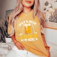 Golf And Beer That's Why I'm Here 面白いゴルファーの言葉 レディースオーバーサイズコンフォートTシャツ Mustard