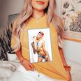 Hot Girl On 男性用 Ice Pop Pinup 2 レディースオーバーサイズコンフォートTシャツ Mustard