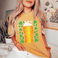 Irish You Were Beer 聖パトリックの日 ビアマグ 面白い レディースオーバーサイズコンフォートTシャツ Mustard