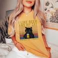 I Like Beer My Cat And Maybe 3人 猫好き ギフト レディースオーバーサイズコンフォートTシャツ Mustard