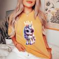 Lila かわいいユニコーンデザイン 女の子用 名前 Lila レディースオーバーサイズコンフォートTシャツ Mustard