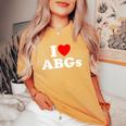 I Love Abgs I Heart Abg おもしろい アジアの赤ちゃん 女の子 恋人 レディースオーバーサイズコンフォートTシャツ Mustard