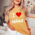 I Love Mama Children Love Heart ベビーチャイルドギフト お母さん レディースオーバーサイズコンフォートTシャツ Mustard