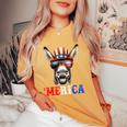 Merica Mule Donkey Patriotic 4Th Of July 面白い キッズ メンズ レディース レディースオーバーサイズコンフォートTシャツ Mustard