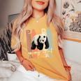 Panda Is Mypirit Animal かわいいパンダヴィンテージパンダ レディースオーバーサイズコンフォートTシャツ Mustard