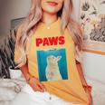 Paws Bunny 面白いパロディ ウサギ好きのギフト レディースオーバーサイズコンフォートTシャツ Mustard