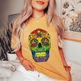 Sugarkull Lgbt Gay Pride Rainbow Flag Day Of The Dead レディースオーバーサイズコンフォートTシャツ Mustard