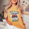Uper Boxing Mom Guantes De Boxeo Y Boxeadores De Apoyo Cuello Camiseta extragrande cómoda para mujer Mustard