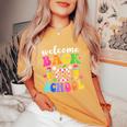Welcome Back To School Teacher Happy First Day Of School Women's Oversized Comfort T-Shirt Mustard