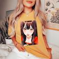 かわいい 可愛い 女の子 若い 美人 イラスト 日本 きれい 赤い服 レディースオーバーサイズコンフォートTシャツ Mustard