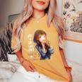 アニメとハンバーガーが大好きな女の子 レディースオーバーサイズコンフォートTシャツ Mustard