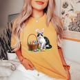 イースターデー 猫 バニー 耳 卵 イースター ウサギ 男性 女性 キッズ レディースオーバーサイズコンフォートTシャツ Mustard