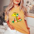 キリン 花 Giraffes Flower レディースオーバーサイズコンフォートTシャツ Mustard