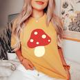 シンプルでキュートなキノコのグラフィック Cute Mushroom レディースオーバーサイズコンフォートTシャツ Mustard