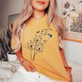 タンポポ ボーダーコリーの花、花のボーダーコリーの木 レディースオーバーサイズコンフォートTシャツ Mustard