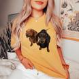 ダックスフントシャツ Weiner Dog Mom Dad Love Doxie Puppy キュート レディースオーバーサイズコンフォートTシャツ Mustard