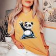 パンダ 熊 ロック 音楽 男性 子供 女性 面白い パンダ レディースオーバーサイズコンフォートTシャツ Mustard
