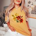 ユリの花 恋人の日 ユリ ホームフラワー ガーデンデザイン レディースオーバーサイズコンフォートTシャツ Mustard