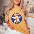 愛国心 ヴィンテージ セクシー ピンナップ 女の子 レディースオーバーサイズコンフォートTシャツ Mustard