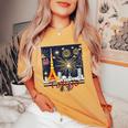 東京 東京タワーと花火大会 日本 漢字 By Kana Kanjin レディースオーバーサイズコンフォートTシャツ Mustard
