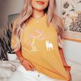 柴犬の桜hiba Inu Japanese Cherry Blossomakura レディースオーバーサイズコンフォートTシャツ Mustard