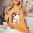 猫と少女 Cat And Girl レディースオーバーサイズコンフォートTシャツ Mustard