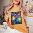 祭りのための花火ショー レディースオーバーサイズコンフォートTシャツ Mustard
