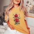 赤いバラ 花 ボタニスト 庭の花 赤いバラ レディースオーバーサイズコンフォートTシャツ Mustard