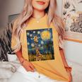 Cute Giraffe Africa Van Gogh Style Starry Night Women's Oversized Comfort T-Shirt Yam Cute Giraffe Africa Van Gogh Style Starry Night Women's Oversized Comfort T-Shirt Yam