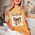 Football Mama Coquette Bow Sport Mom Game Women's Oversized Comfort T-Shirt Yam