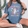 100Th Day Ofchool Unicorn 100 魔法の日々 先生 女の子 レディースオーバーサイズコンフォートTシャツ Blue Jean