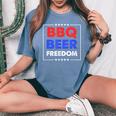 Bbq Beer Freedom シャツ レディースオーバーサイズコンフォートTシャツ Blue Jean