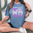 Her Biggest Fan Gymnastics Aunt Of A Gymnast Auntie Women's Oversized Comfort T-Shirt Blue Jean