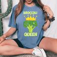 Broccoli Queen ブロッコリーの女王 ブロッコリー ベジタリアン・ベジタブル ブロッコリー レディースオーバーサイズコンフォートTシャツ Blue Jean