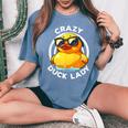 Crazy Duck Lady キュート アヒル ママ アヒルの所有者 面白い I Love Ducks レディースオーバーサイズコンフォートTシャツ Blue Jean